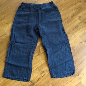 Wide leg crop linen pants